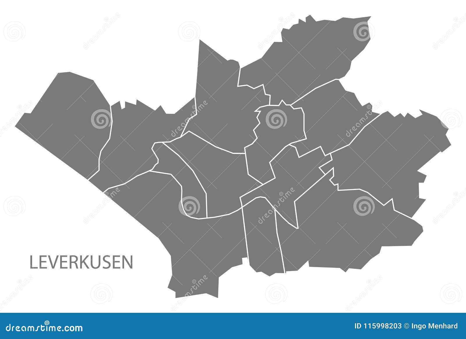 Leverkusen Map With Boroughs And Modern Round Shapes Vector Illustration