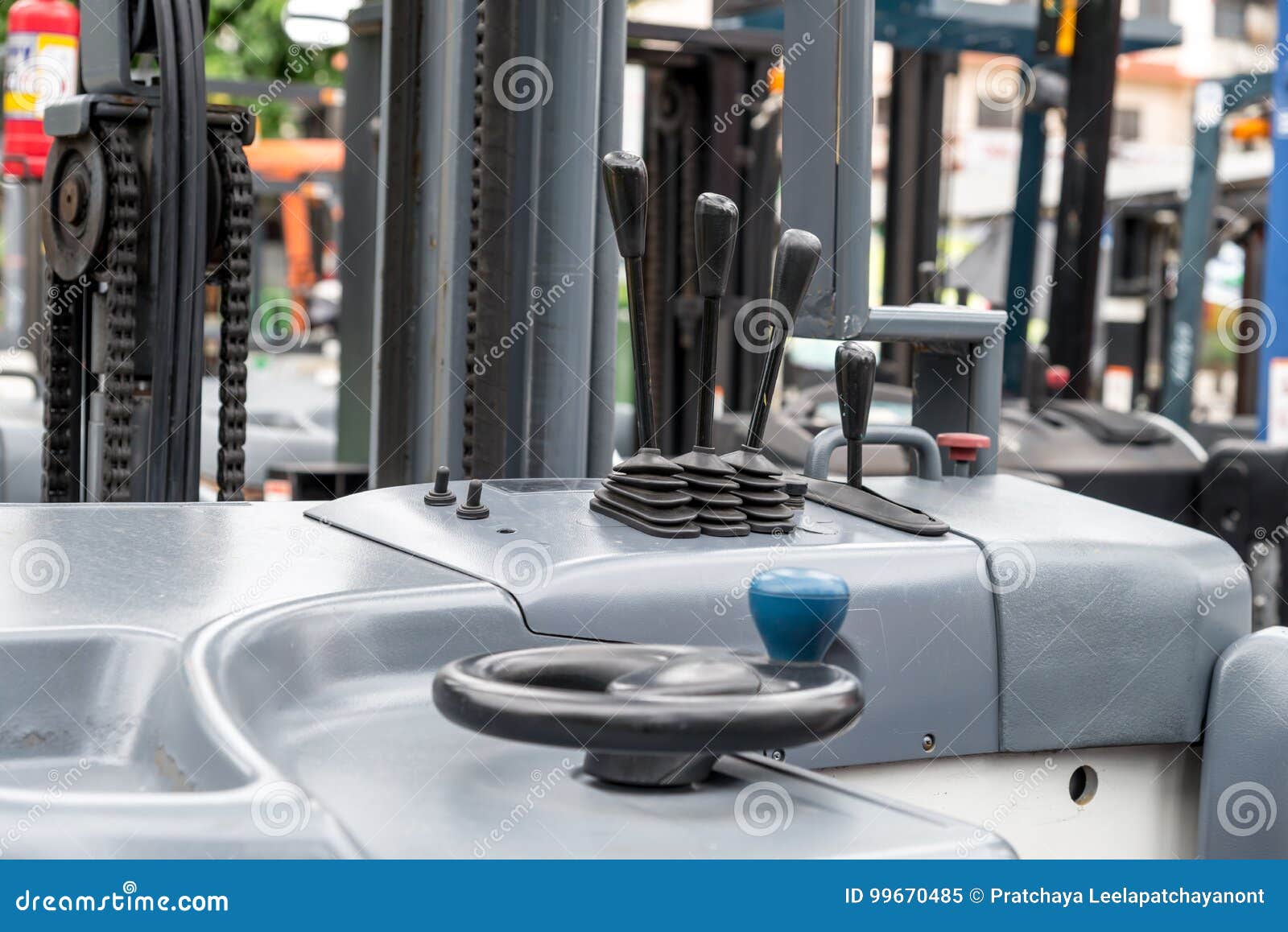 Levers Wheel Control in Cabin Forklift Truck Stock Image Image of
