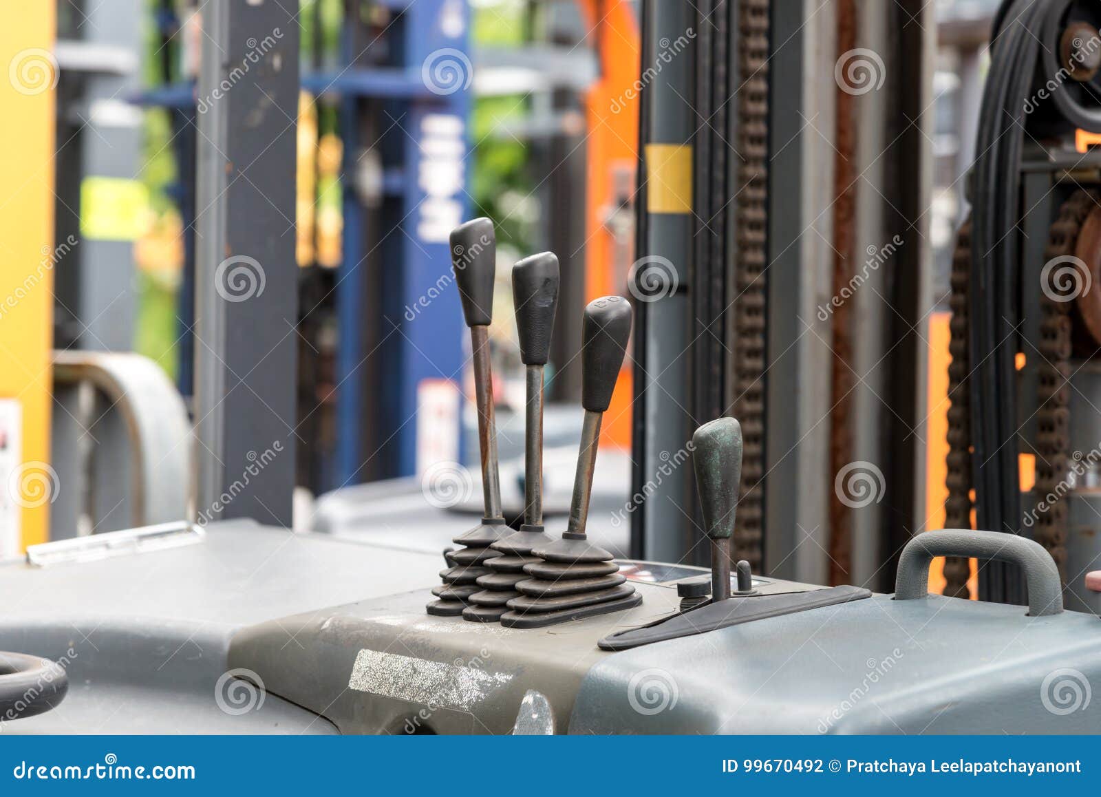 Levers Wheel Control in Cabin Forklift Truck Stock Photo Image of