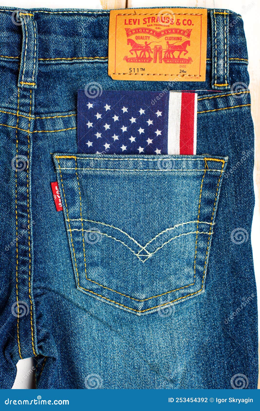 Levi`s Jeans and an American Flag in the Back Pocket. the Concept of Freedom and Editorial Photography Image of clothing, casual: 253454392