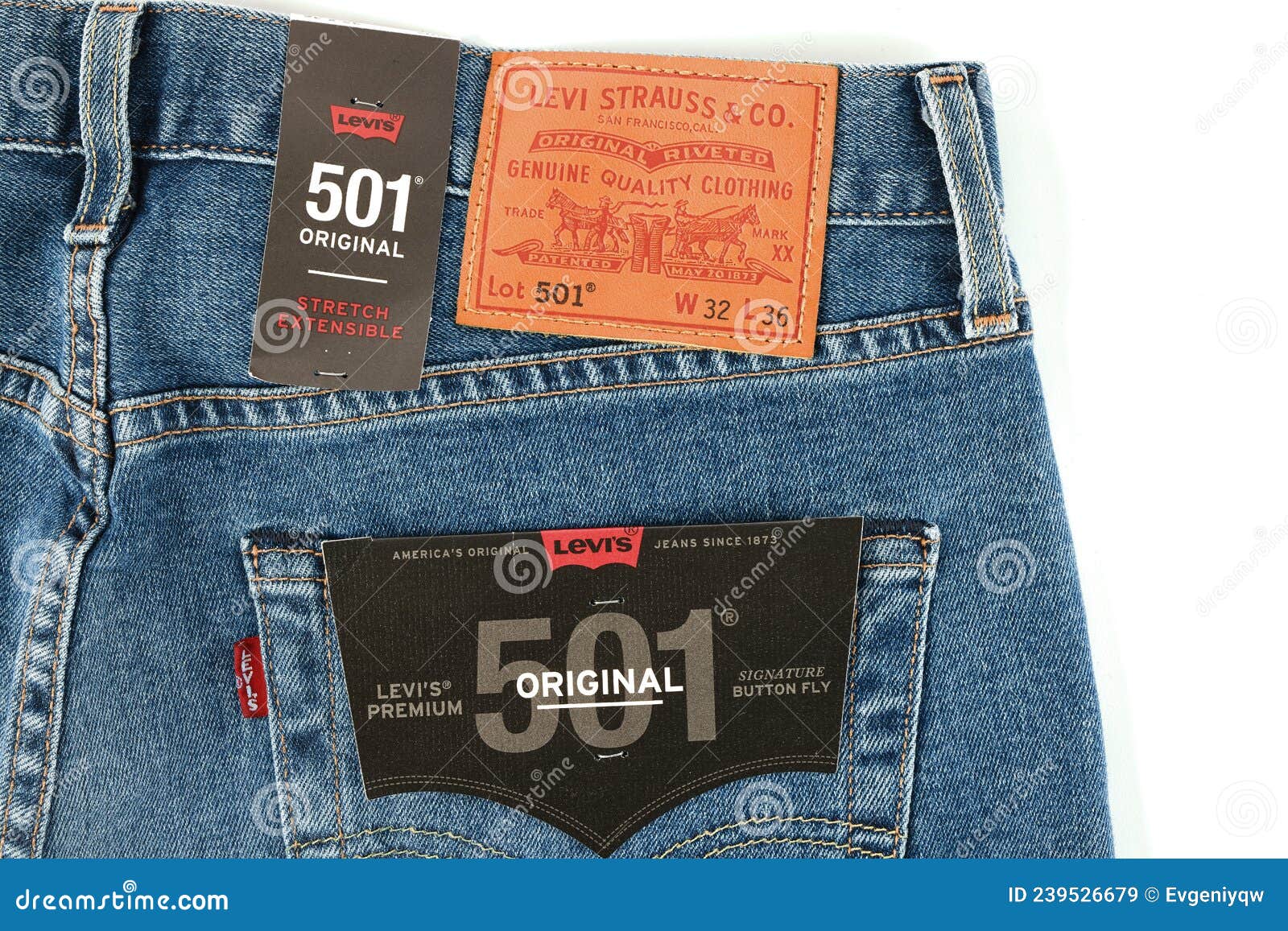 Levi S Logo and Badges is Displayed on Levi Strauss 501 Jeans. New LEVI ...