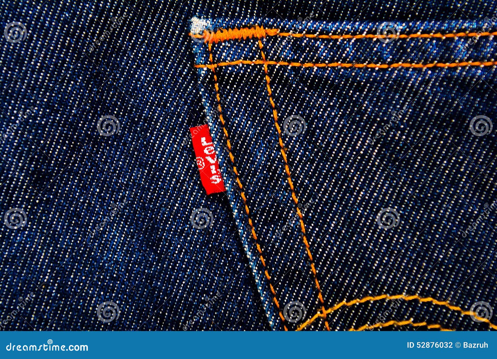 Levis Label Jeans, Fabric, Denim Indigo Editorial Photography - Image of  label, fabric: 52876032