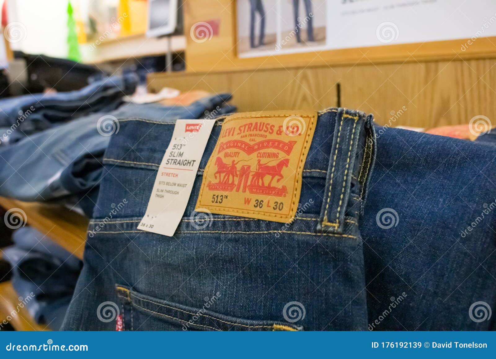 Levis pants and tag editorial stock image. Image of name - 176192139