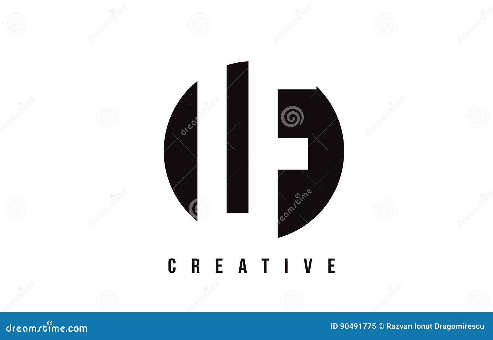 LF L F White Letter Logo Design With Circle Background. Stock Vector