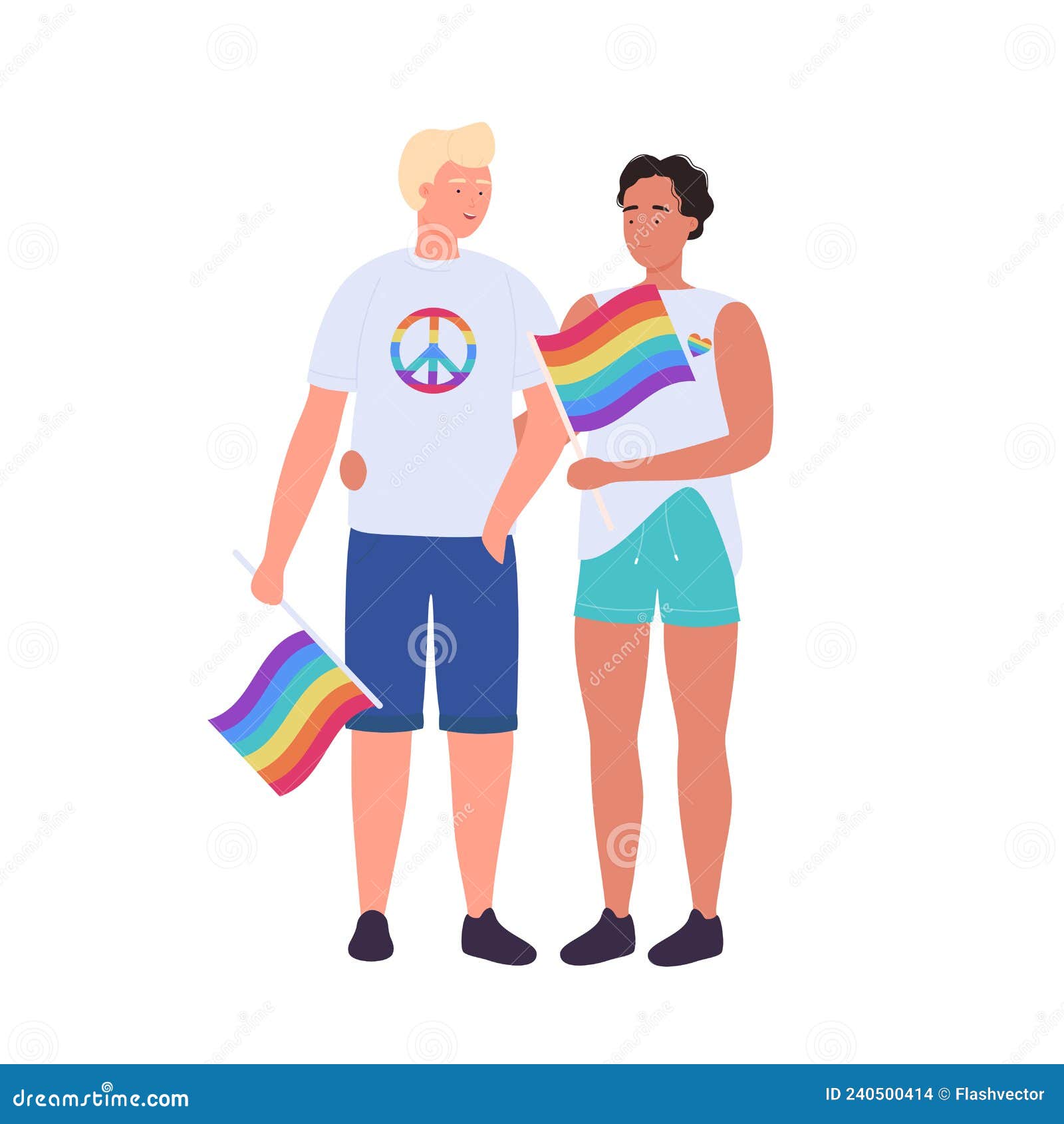 Lgbt Community Members With Rainbow Flags Stock Vector Illustration Of Lifestyle Male 240500414