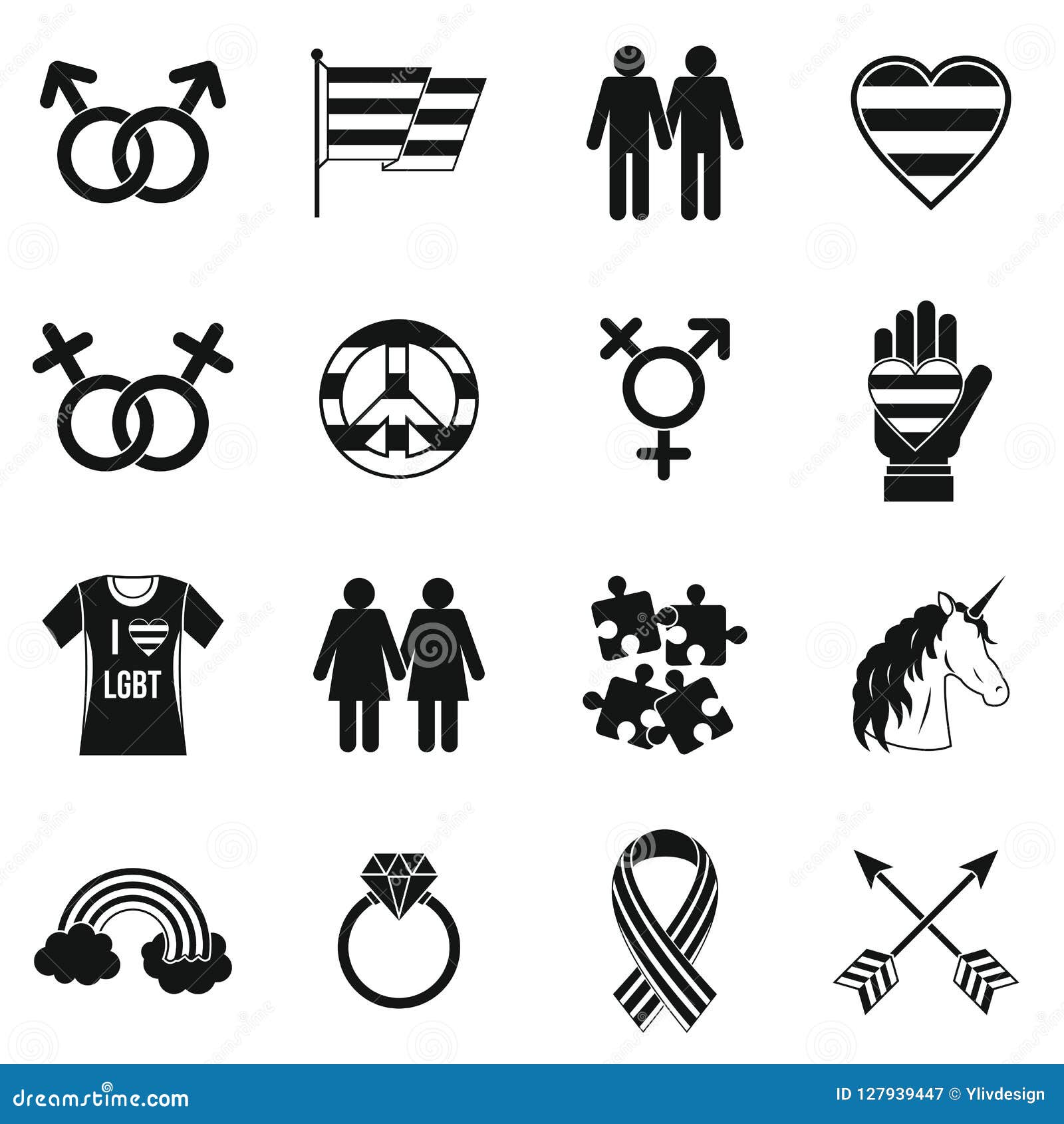 Lgbt Icons Set Simple Style Stock Illustration Illustration Of Fiance Flag 127939447