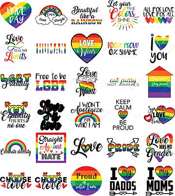 Collection of LGBT Phrases, Slogans or Quotes Stock Vector