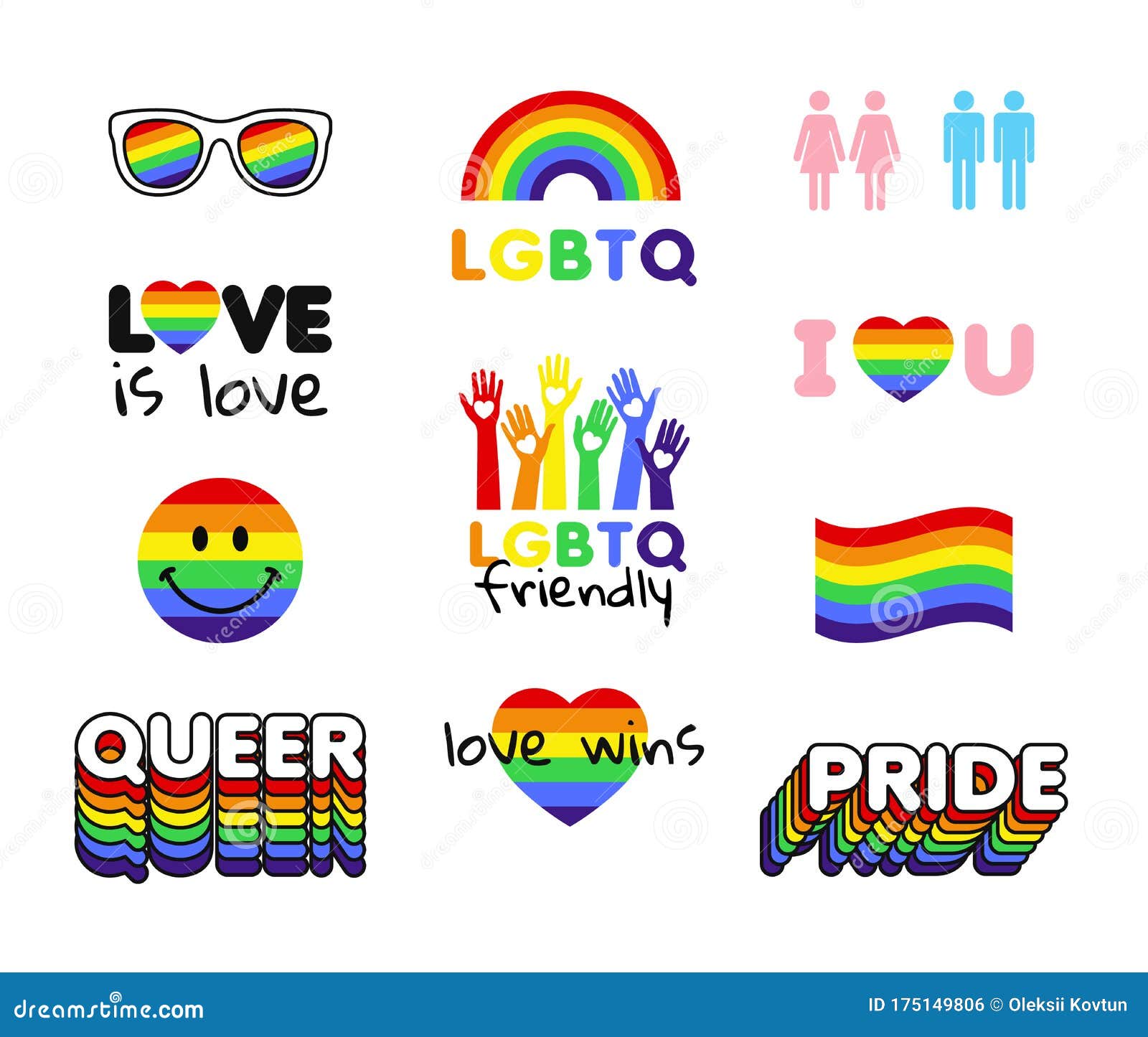 Lgbt Pride Icons And Stickers Love Vector Stock Vector Illustration Of Rainbow Flag 175149806