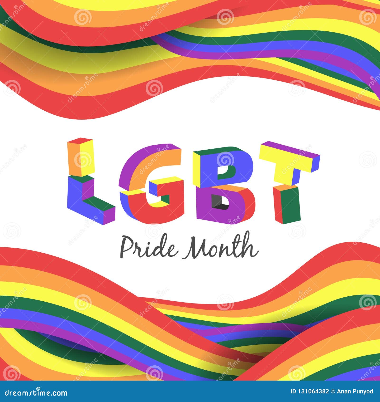 Lgbt Pride Month Concept With Lgbt Text 3d On Abstract Rainbow Wave