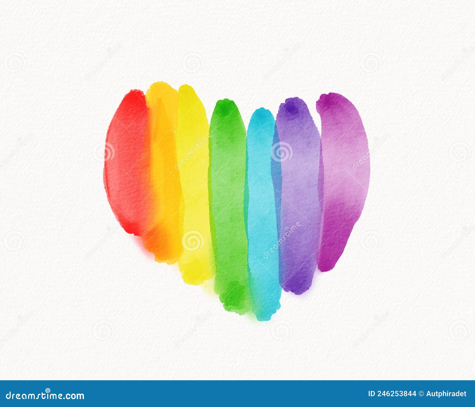 Lgbt Pride Month Watercolor Texture Concept Rainbow Flag Brush Style In Heart Shape Isolate On