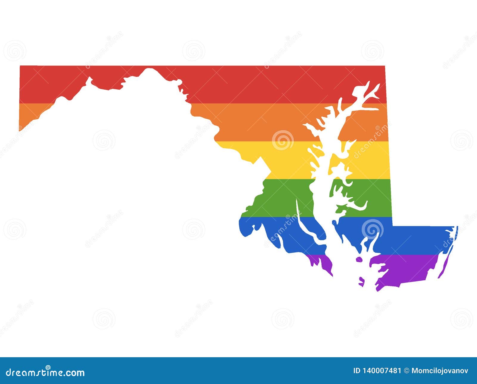 LGBT Rainbow Map of USA State of Maryland Stock Vector Illustration