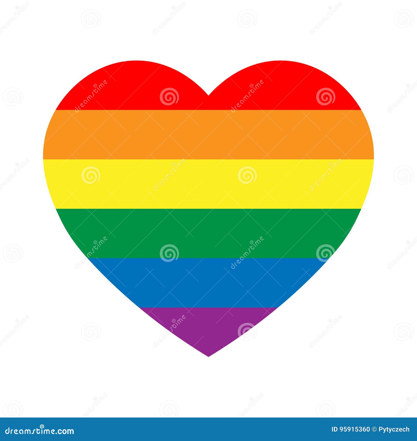 Lgbt Rainbow Pride Flag In A Shape Of Heart Lesbian Gay Bisexual