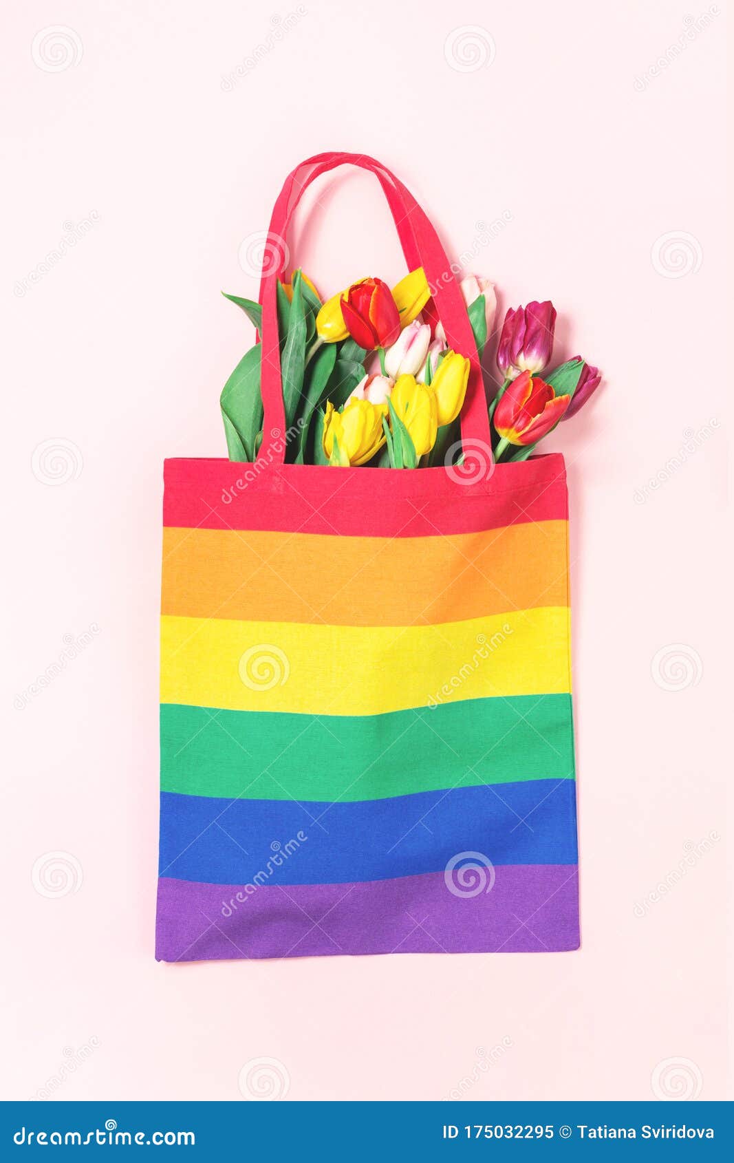 LGBTQ Pride Rainbow Flag Tote Bag in a Hand Stock Image - Image of