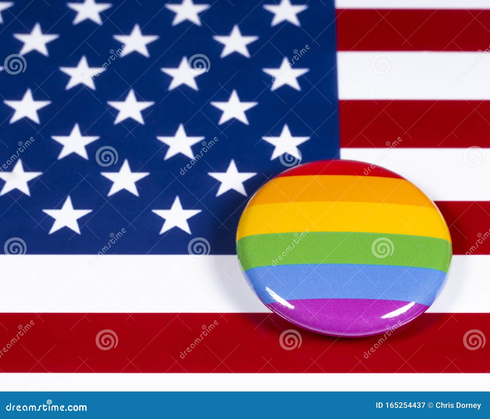 Lgbtq Rainbow Symbol And The Usa Flag Stock Image Image