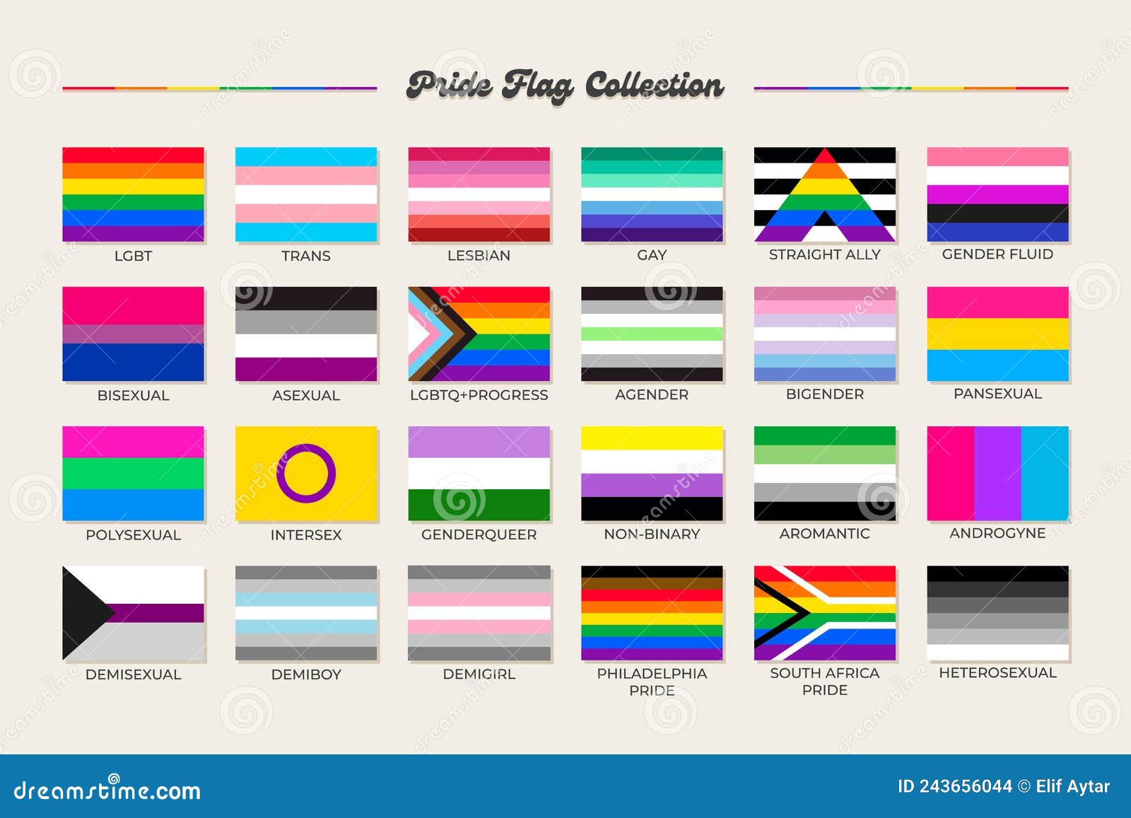 Lgbtq Sexual Identity Pride Flags Collection Flag Of Gay Transgender Bisexual Lesbian Etc