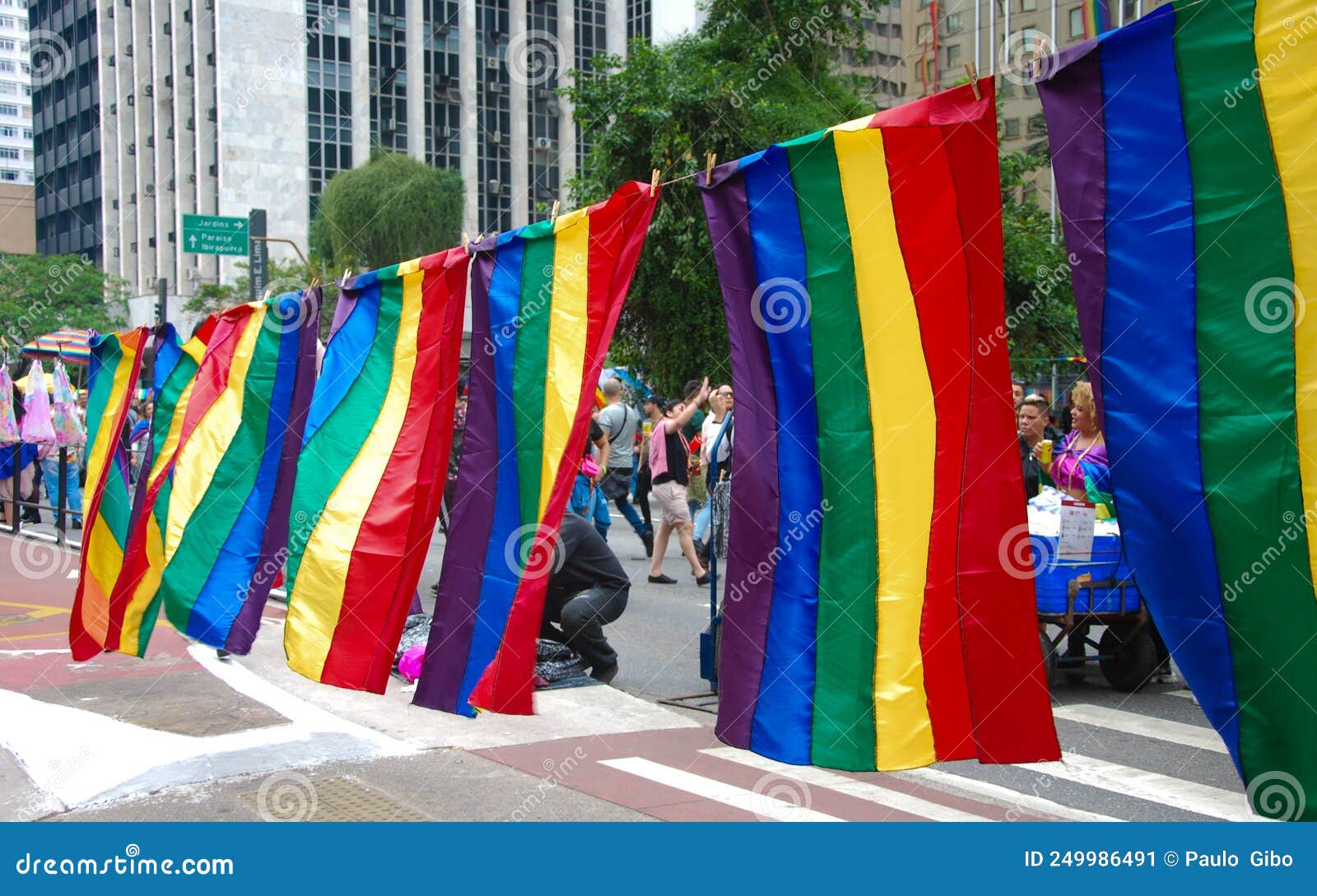 Lgbtqi Flags On Avenida Paulista On The Day Of The Gay Parade Symbolizing The Cause Of Freedom