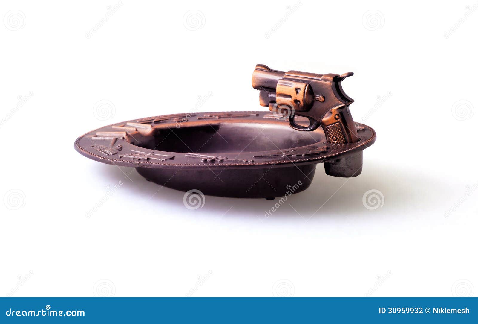 Lighter in the Form of the Gun and an Ashtray Stock Photo Image of