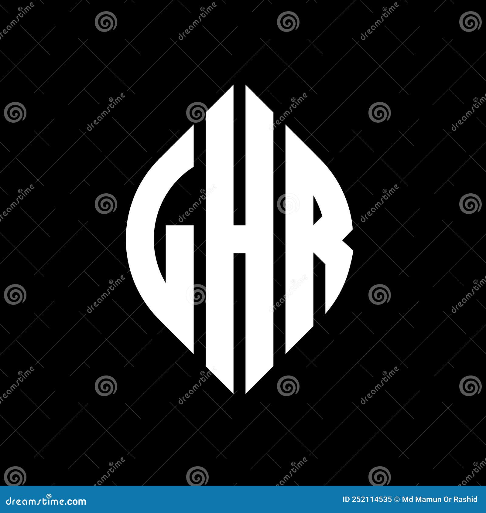 lhr circle letter logo  with circle and ellipse . lhr ellipse letters with typographic style. the three initials form a