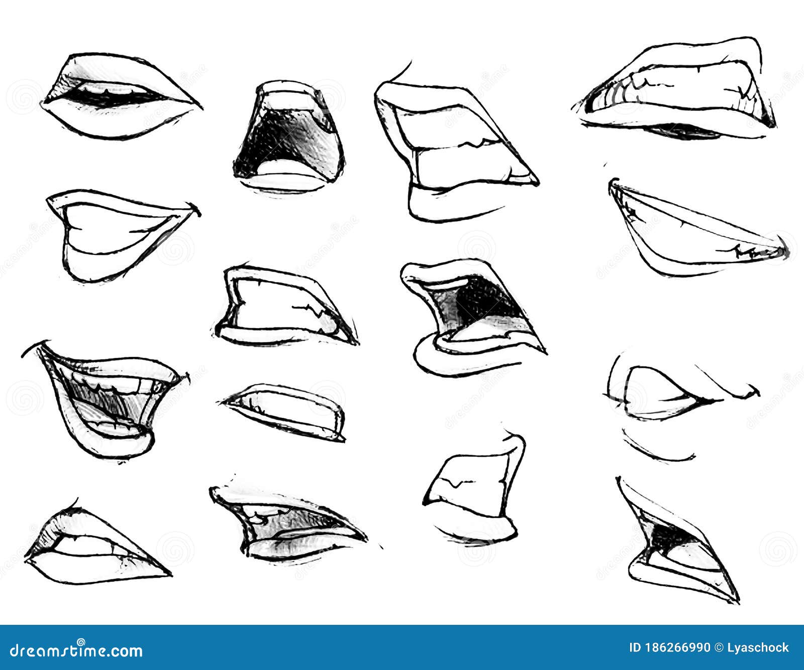 Lição Tutorial Desenhando Boca E Lábios Humanos. Sorrisos E Lábios