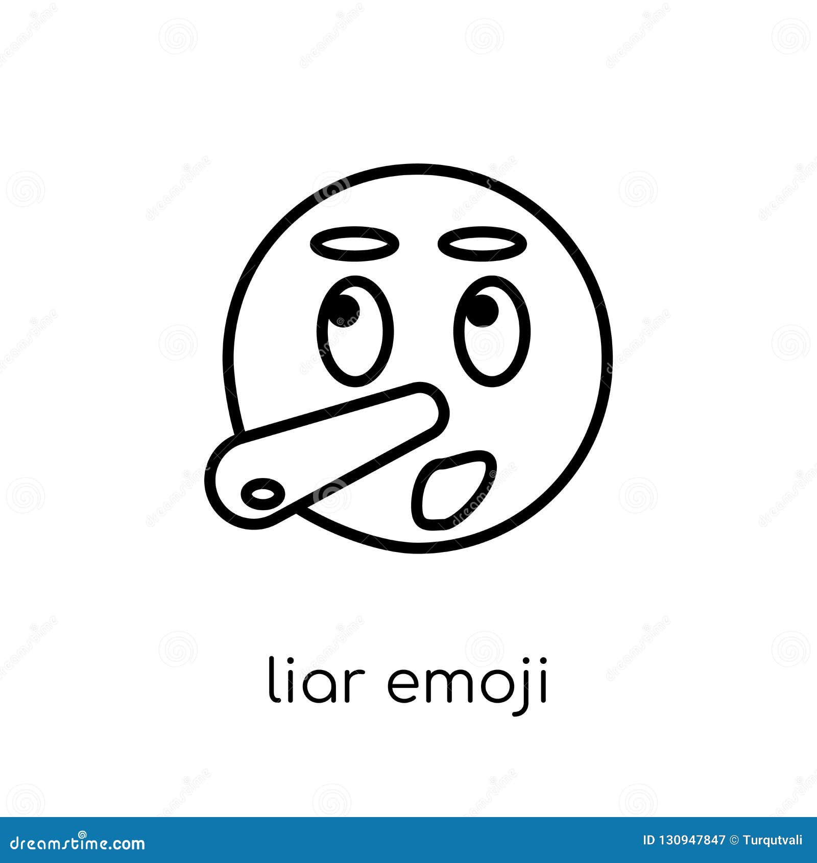 Clipart Cartoon of a Lying Lie Face Emoji Emoticon With Long 