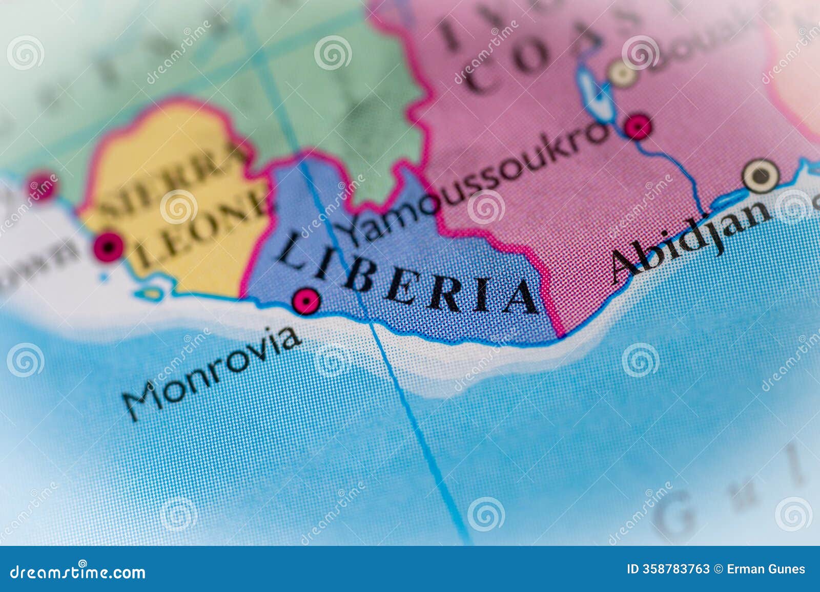 Liberia Highlighted On A World Map Stock Image Image Of Spot Zoom Liberia Highlighted World Map 358783763