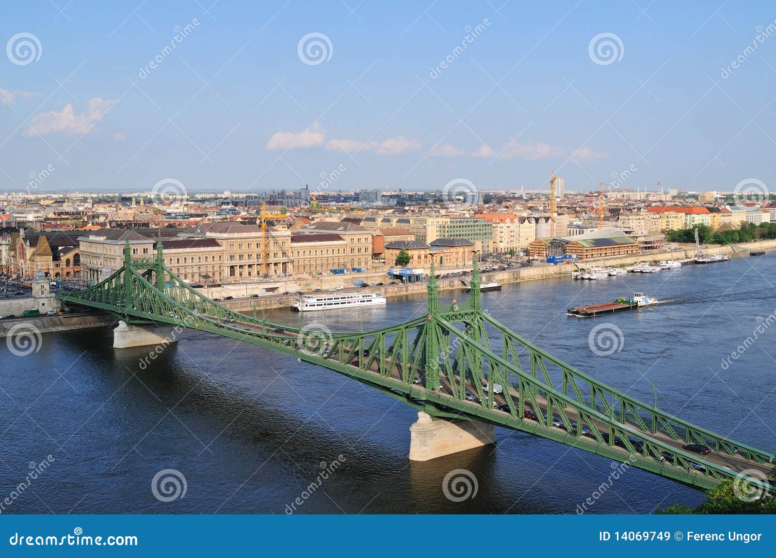 The liberty bridge in Budapest in Hungary.