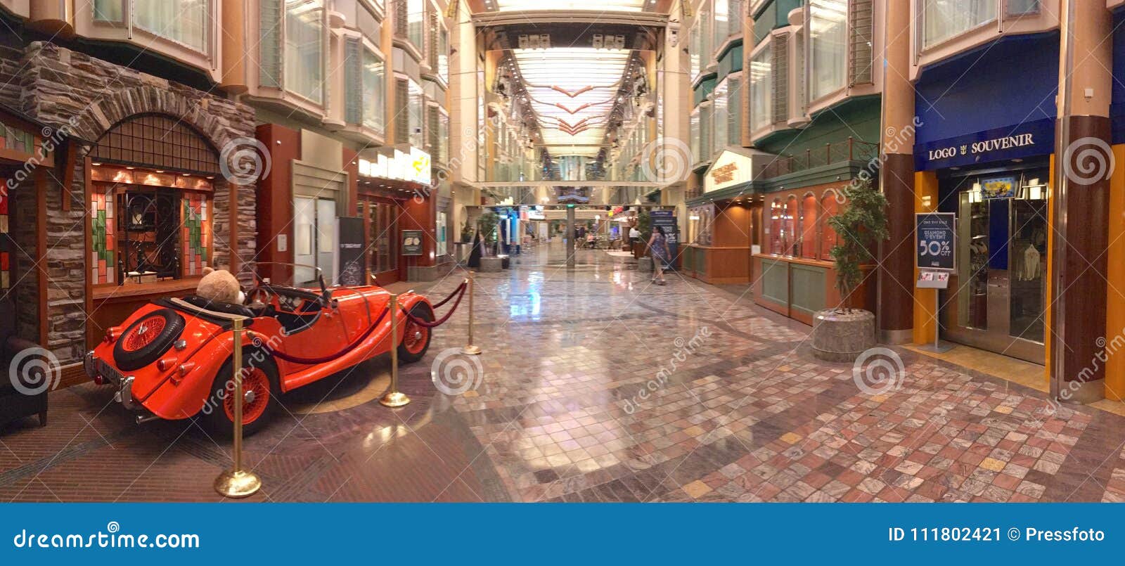 Shopping in the Royal Promenade of a Cruise Ship. Editorial Stock