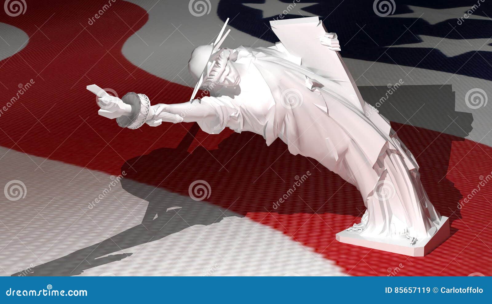 Liberty statue bent down stock illustration. Illustration of