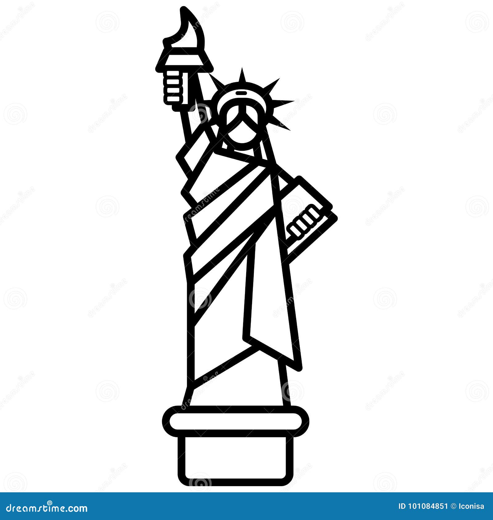Liberty Statue New York Vector Line Icon Sign Illustration On Background Editable Strokes Stock Vector Illustration Of Design Skyline