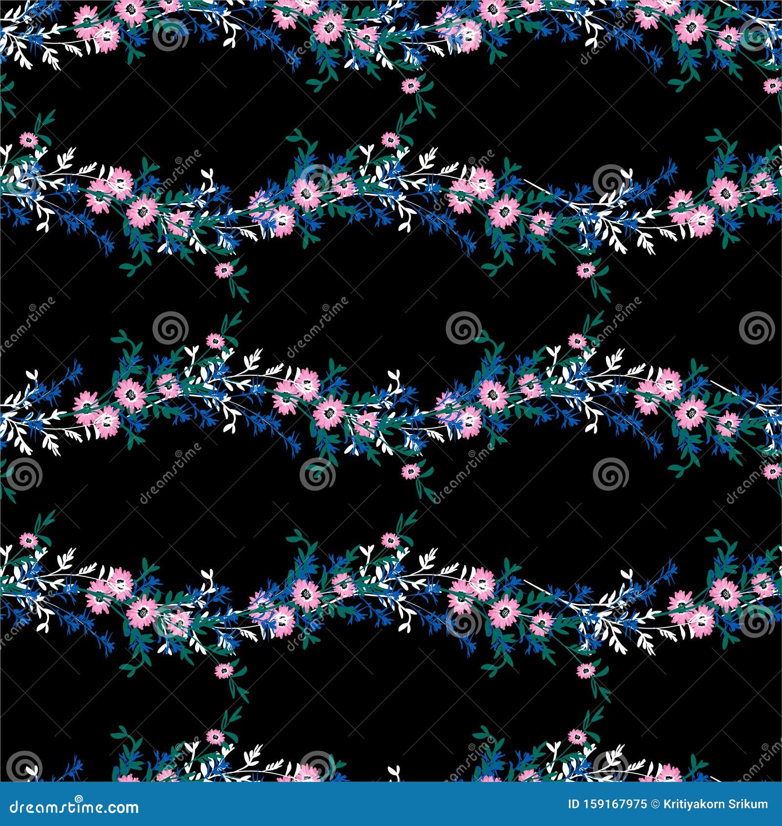 libery small blooming flower in wave stripe line  seamless pattern in  , for fashion, fabric,web,wallpaper and