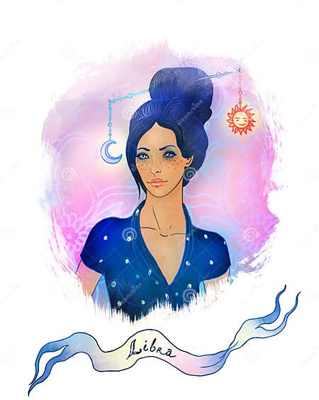 Libra Astrological Sign As a Beautiful Girl Stock Illustration ...
