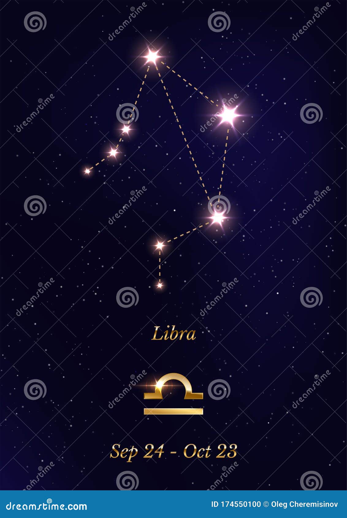 Libra Constellation Vector Poster Template Stock Vector - Illustration ...