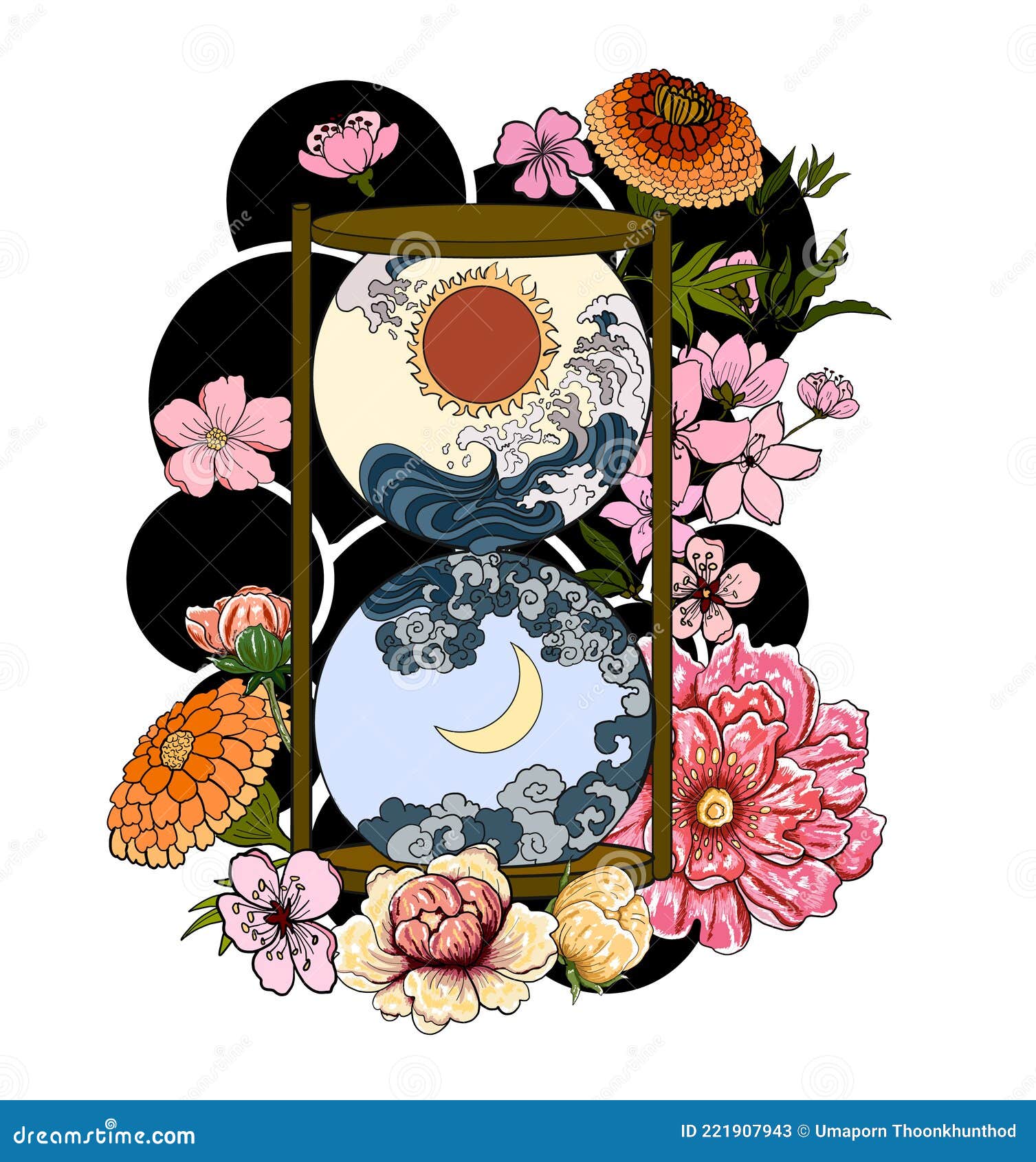 libra and flower of astrology .horoscope circle with signs