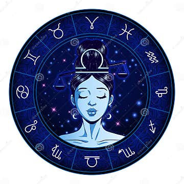 Libra Zodiac Sign Artwork, Beautiful Girl Face, Horoscope Symbol, Star ...