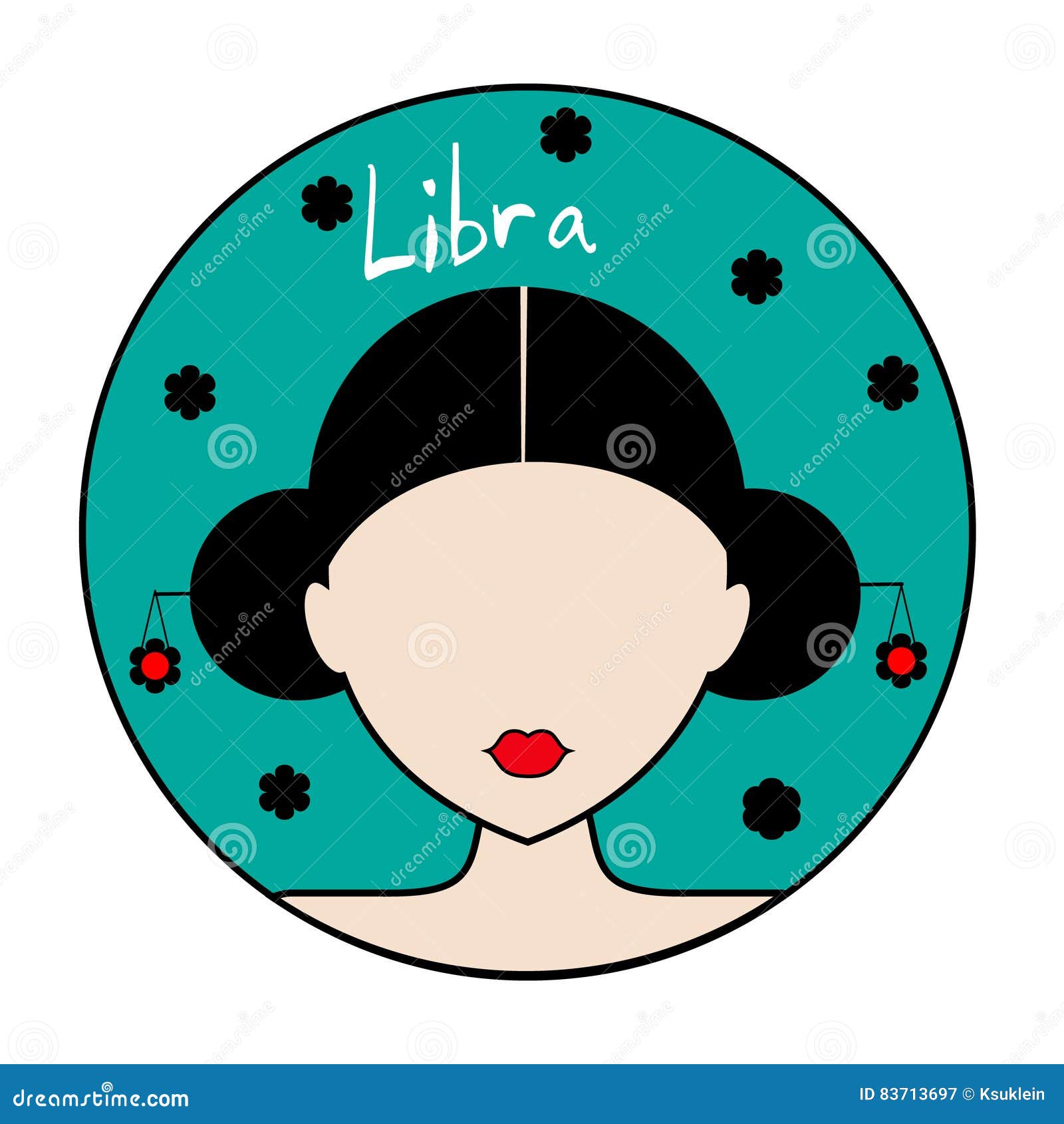 Libra Zodiac Sign Female Avatar Stock Vector  Illustration of cute  horoscope 83713697