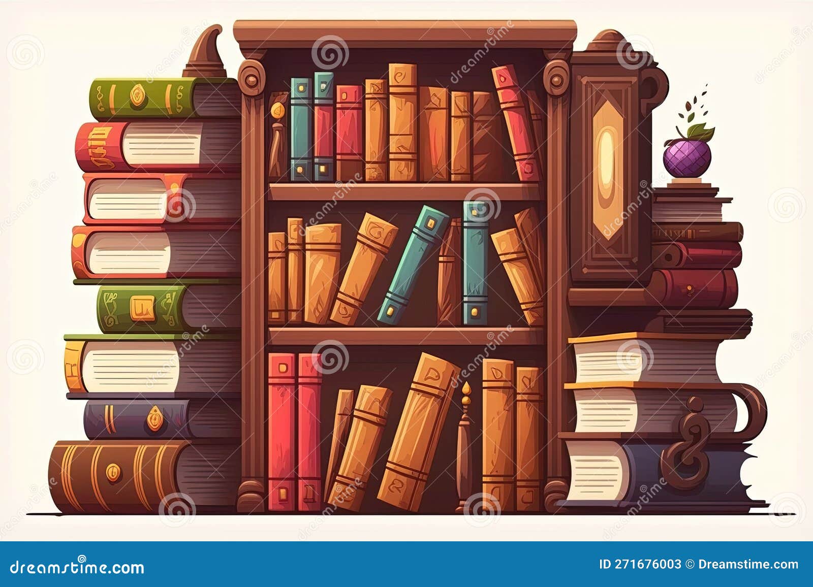 Libraries Often Have Shelves Full of Old Books Stock Illustration
