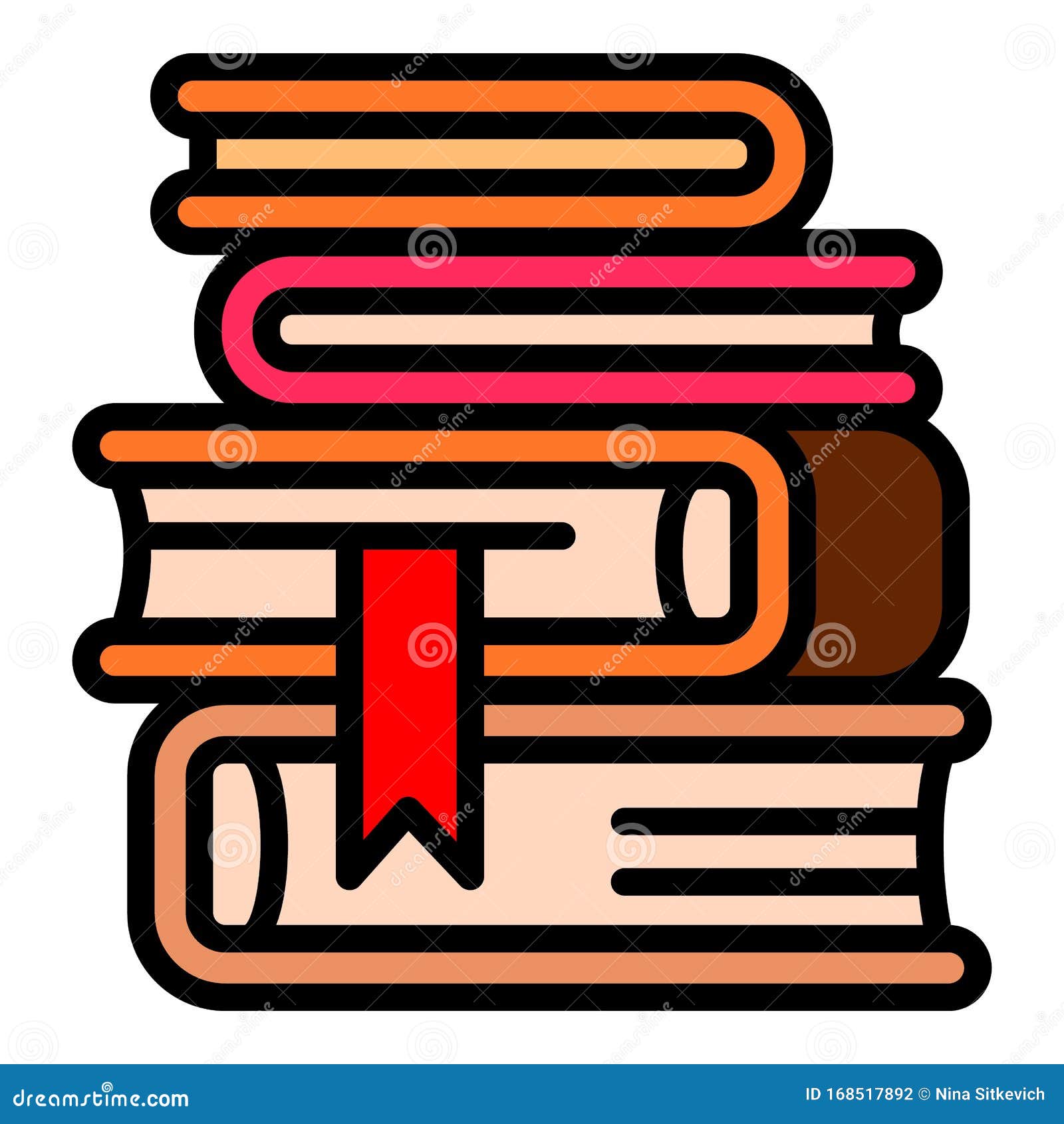 Download Library Books Stack Icon, Outline Style Stock Vector ...