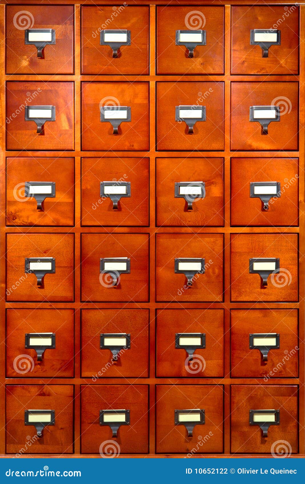 Library File Cabinet With Old Wood Card Drawers Stock Photo