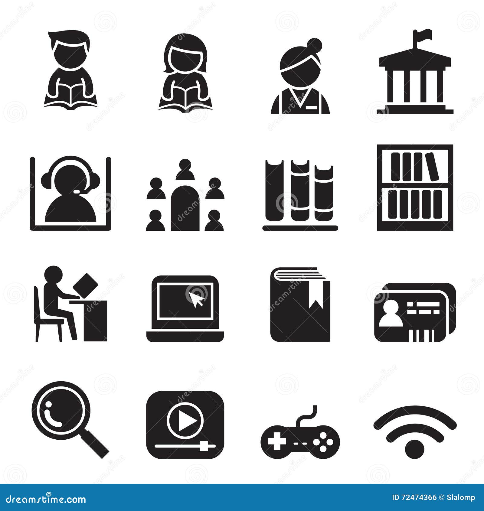 Download Library icon symbol set stock illustration. Illustration ...
