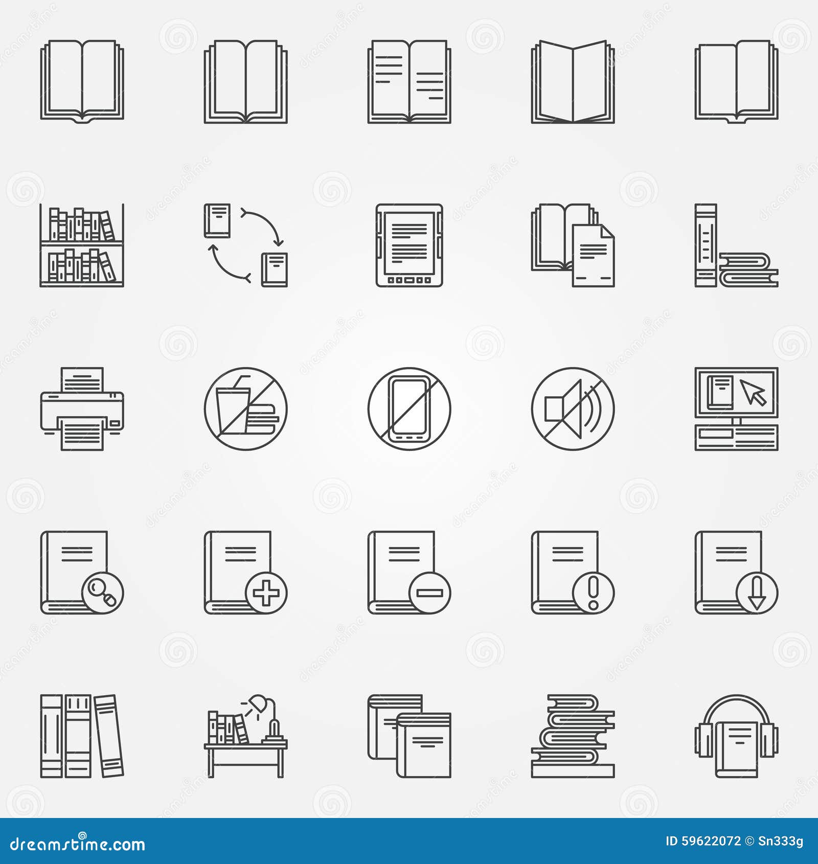 Download Library icons set stock vector. Illustration of literature ...