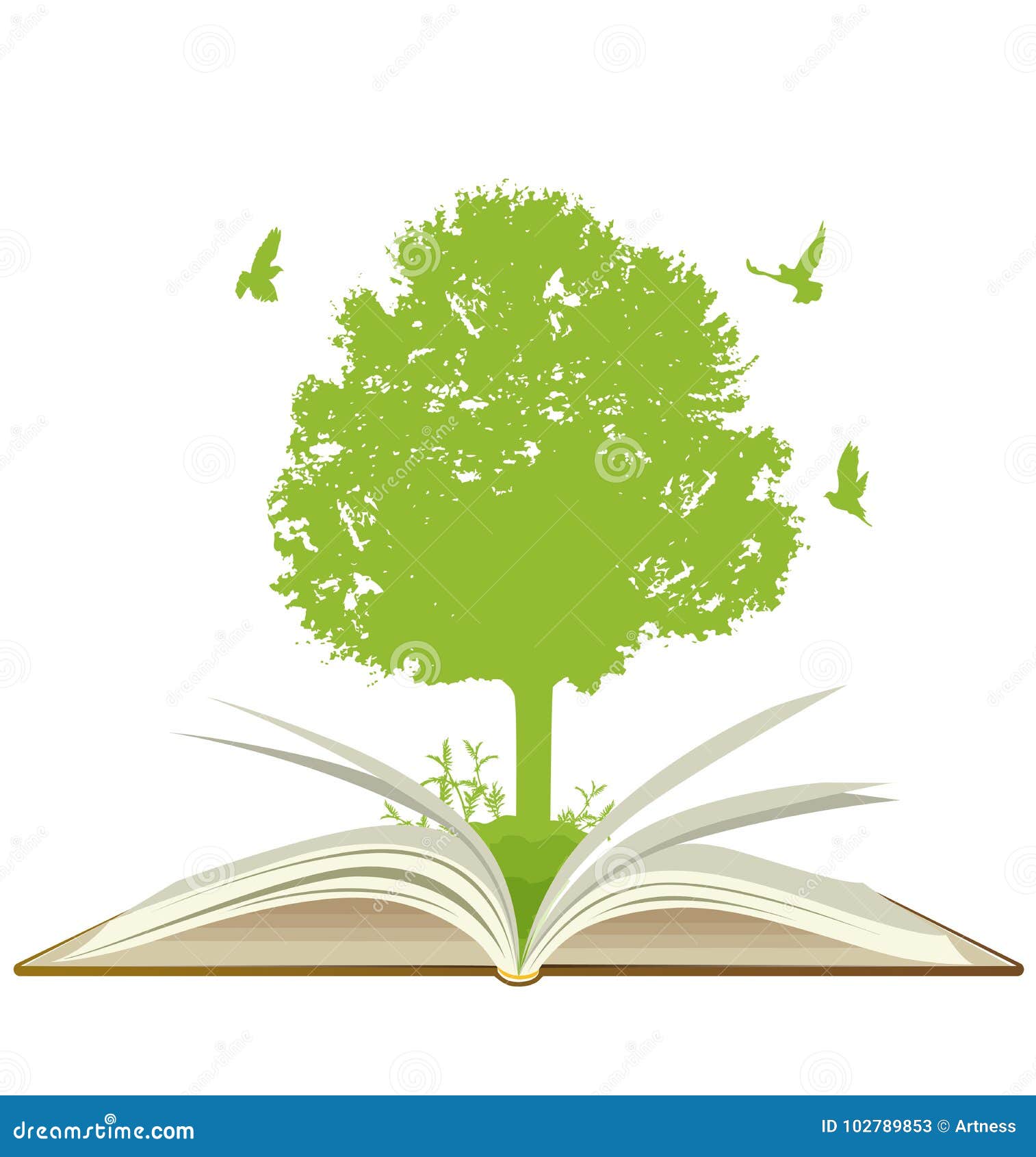 Libro Aperto Con L Albero Verde Illustrazioni, Vettoriali E Clipart