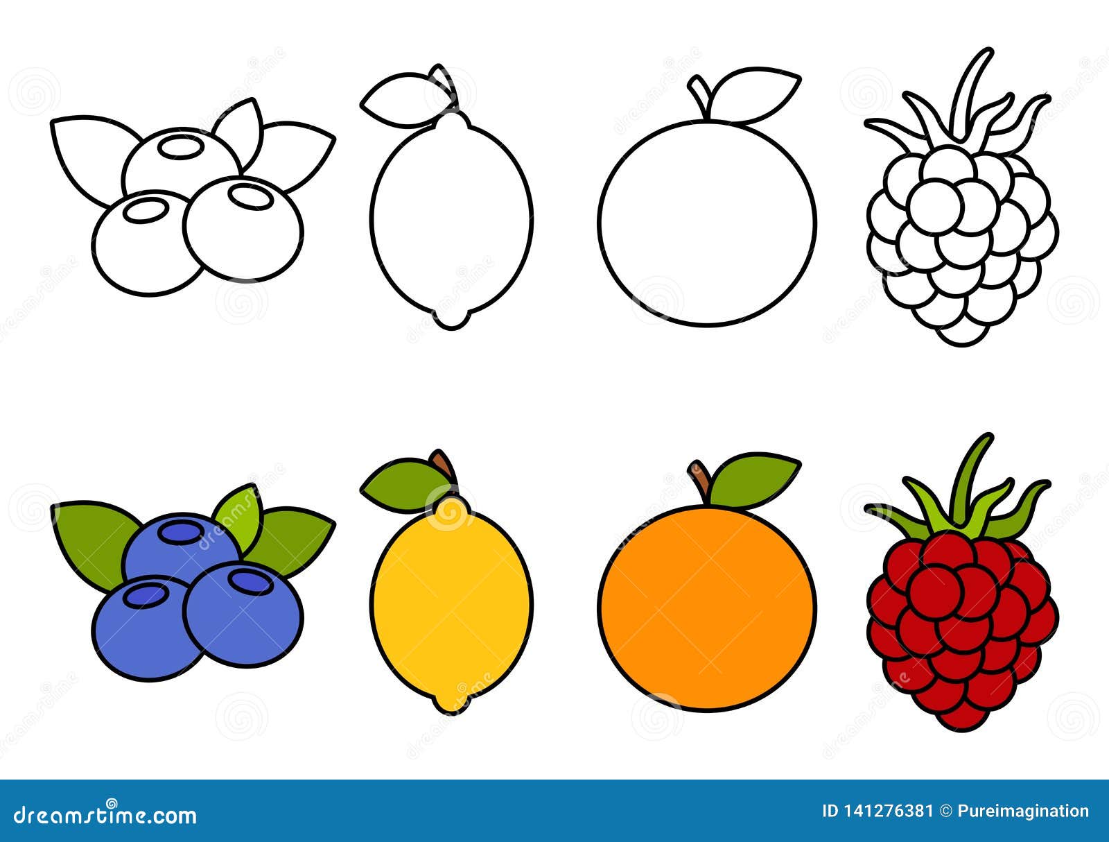 Libro Da Colorare Con I Frutti Coloranti Per I Bambini Illustrazione Vettoriale Illustrazione Di Salute Arancione 141276381
