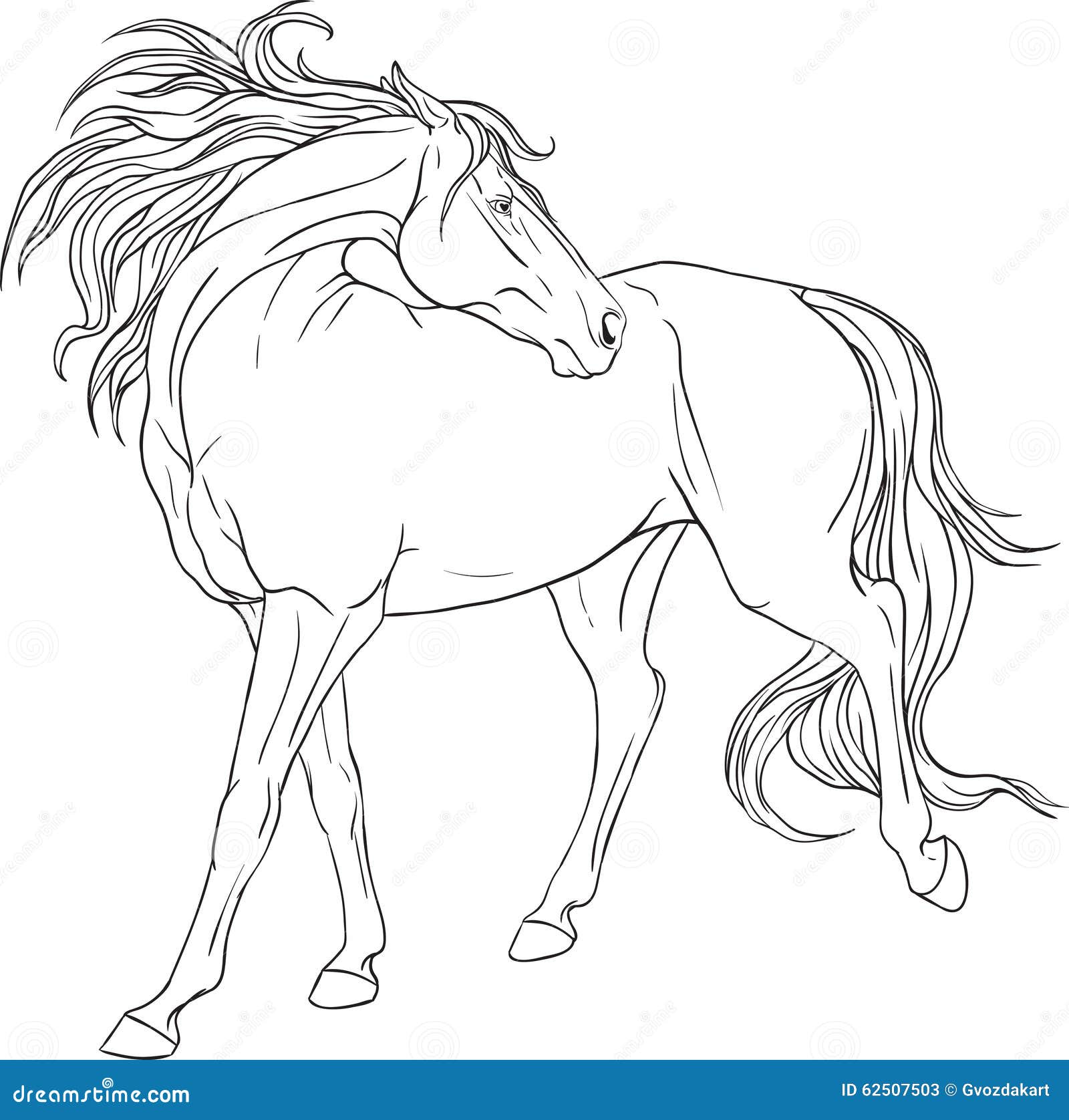 Illustrazione Di Stock Libro Da Colorare Con Un Cavallo Image