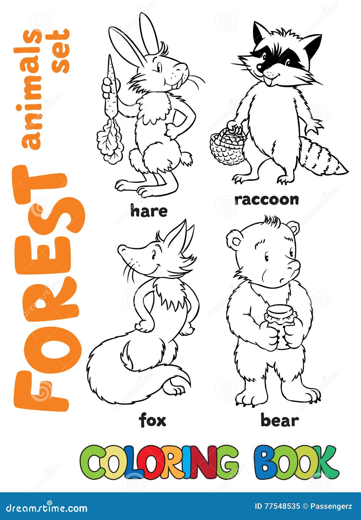 Libro da colorare degli animali della foresta
