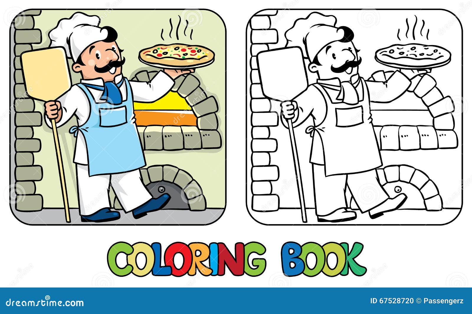Libro da colorare del cuoco o del cuoco unico divertente con pizza