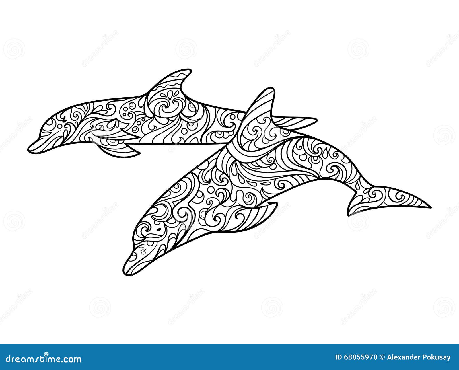 Libro da colorare del delfino per il vettore degli adulti