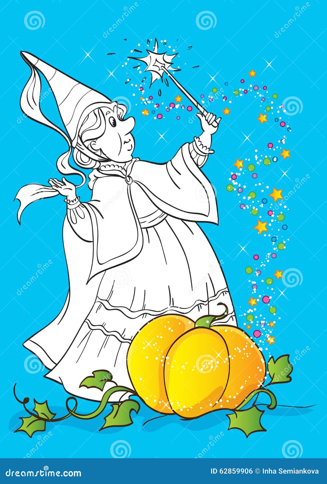 Libro da colorare del mago From Tale Cinderella