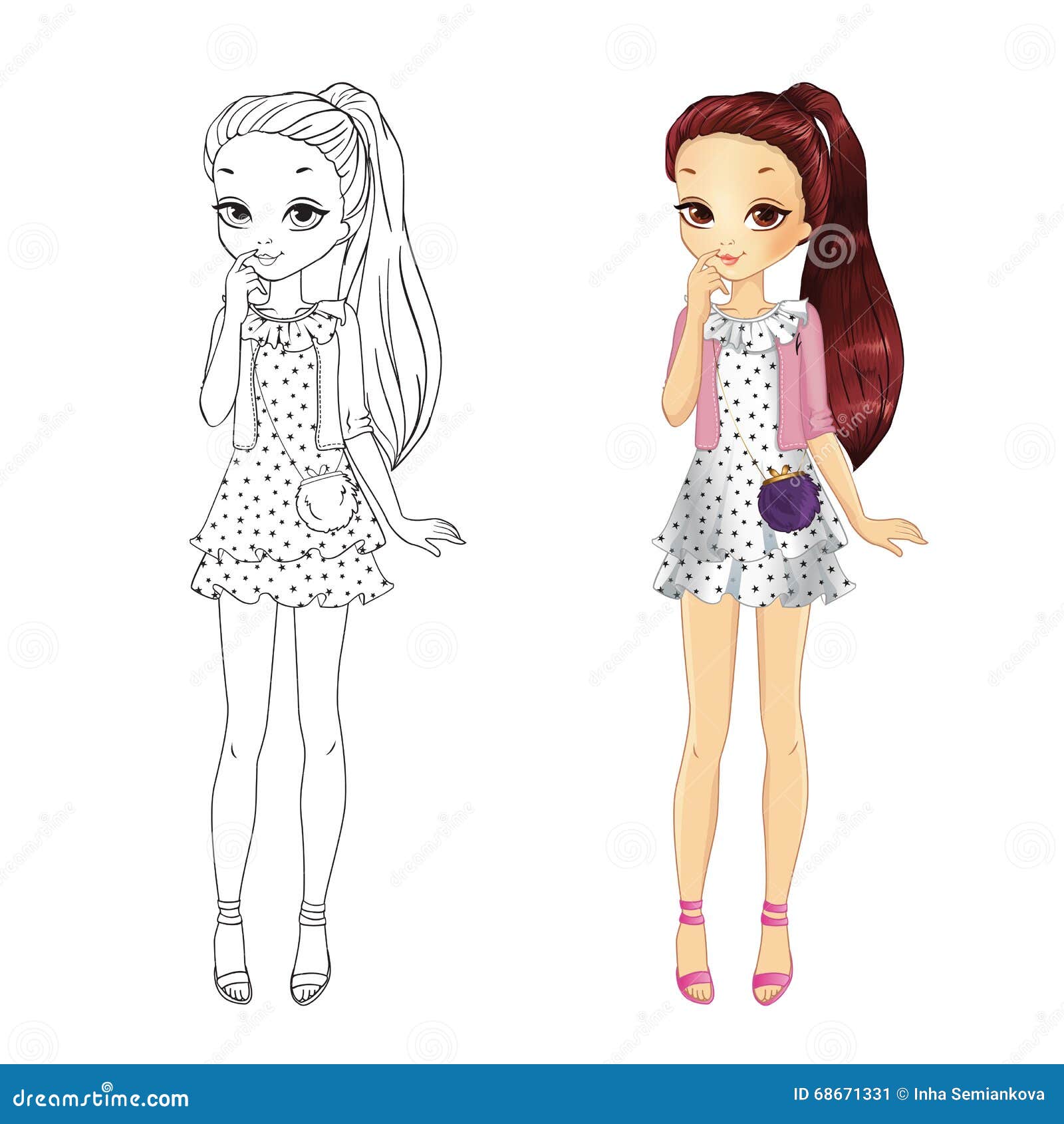 Libro da colorare della ragazza della stella