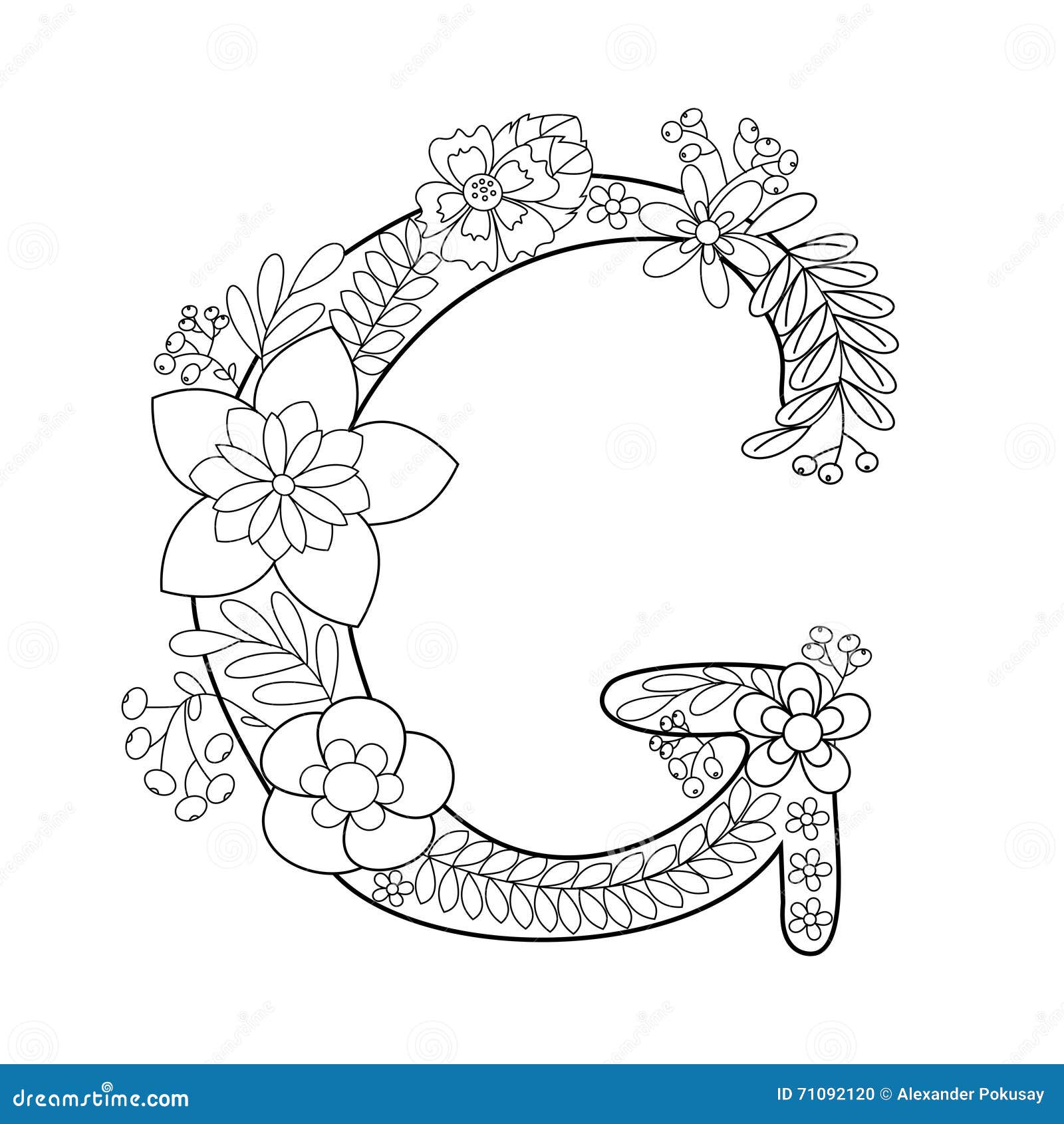 illustrazione di stock libro da colorare di g della lettera per il vettore degli adulti image