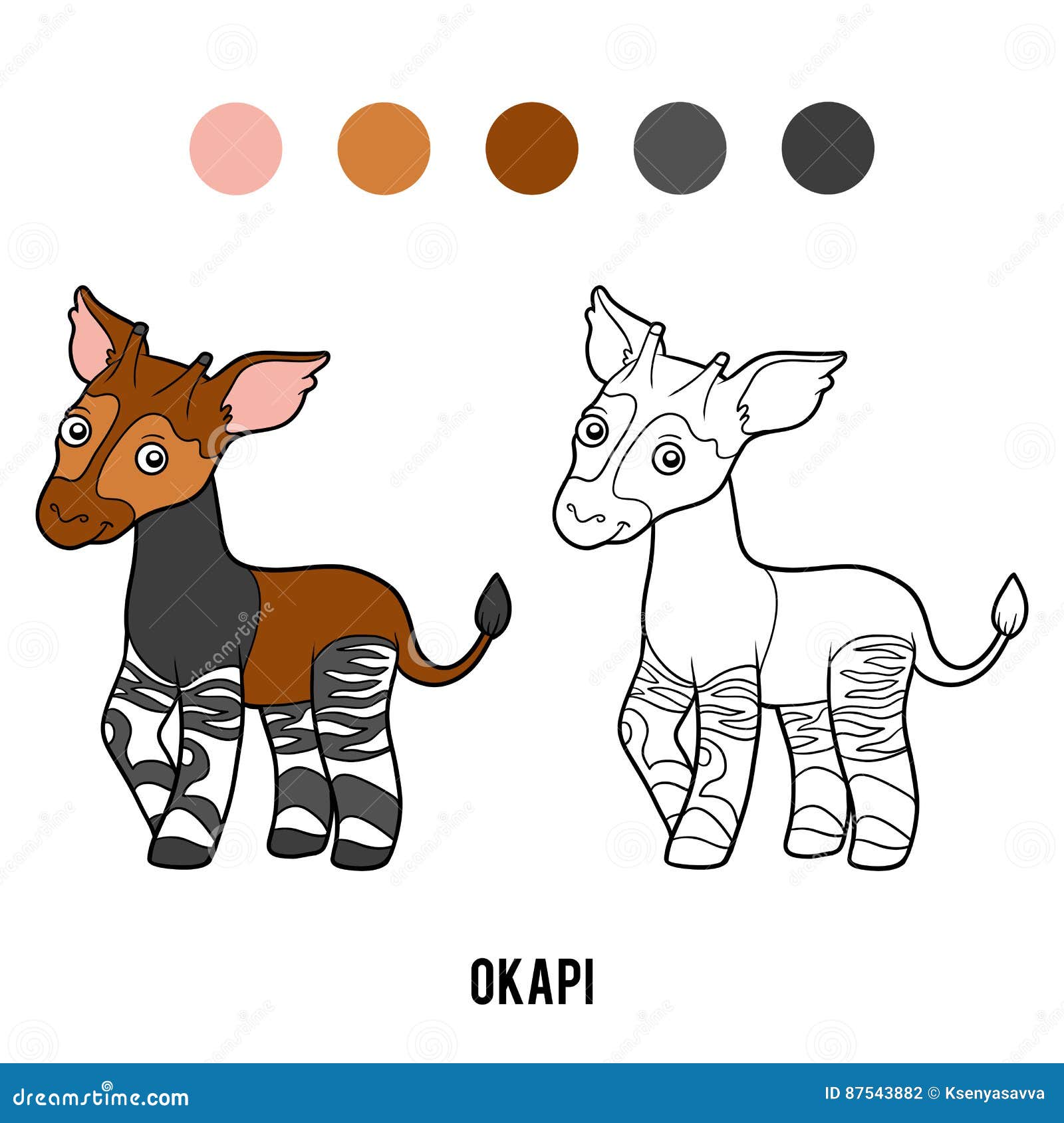 Libro da colorare, okapi illustrazione vettoriale. Illustrazione di